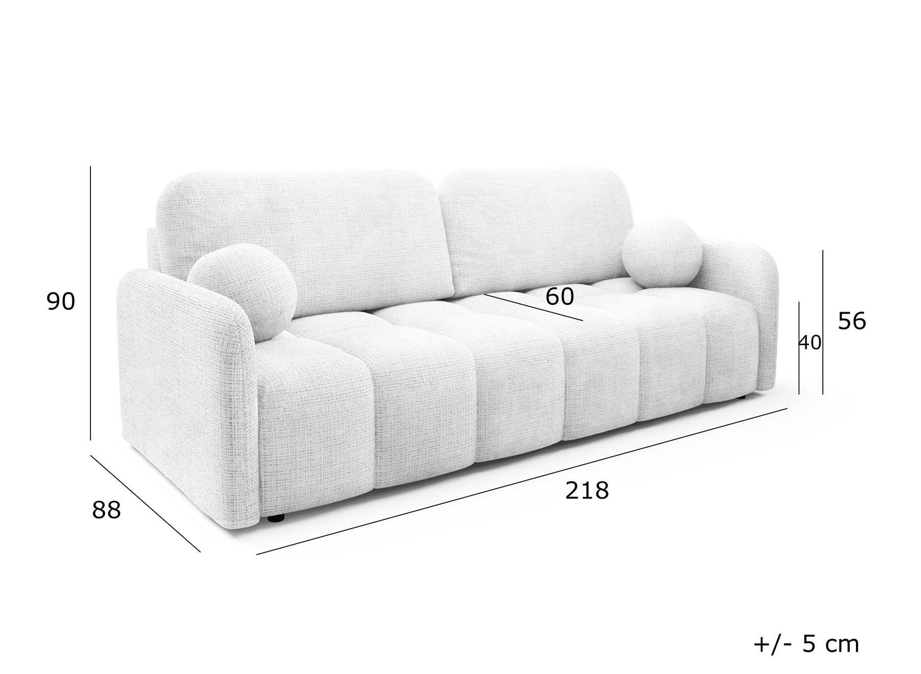 KUBI Kanapa rozkładana z wygodnym, pikowanym siedziskiem, obita tkaniną CREMONA - zdjęcie produktu